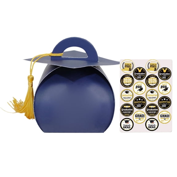 Clearance Under $1 1 Set Graduation Cap Gift Box With Sticker Graduation Hat Gift Box For Graduation Party Favor Box,Paper (D)