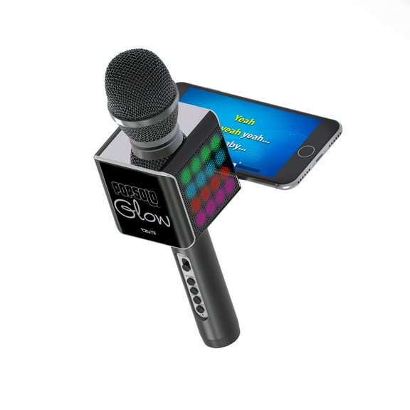 Pop Solo Glow, Bluetooth Karaoke Microphone & Speaker W/ Retractable Smart Phone Holder & LED Lights