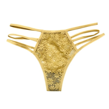 

Rovga Women S Lingerie Female Lace Panty Yellow Perspective Briefs 1 Pcs