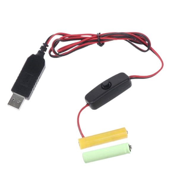USB to 3V (2x1.5V) LR03 AAA Dummy Battery Eliminator Cable with ON OFF Switch for Remote Control Radio LED Light