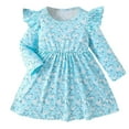thumbnail image 1 of Robe à Manches Longues pour Filles Funicet, Robe à Manches Longues, Nouvelle Robe à Manches Volantées Imprimée à Motif Floral à Col Rond pour Filles, Robe de Fête à Manches Longues, 1 of 8