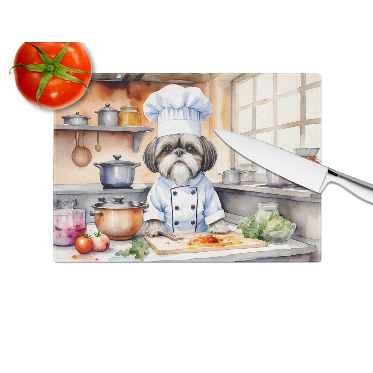 Shih Tzu The Chef Glass Cutting Board 12 in x 15 in