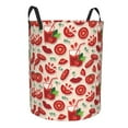 thumbnail image 2 of Balery Tomatoes Round Laundry Basket with Handles Waterproof Freestanding Laundry Hamper for Clothes Toys in the Dorm and Family-Small, 2 of 8