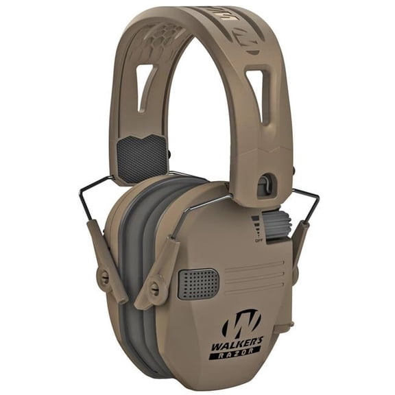 Walkers Game Ear  Razor Tacti-Grip Electronic Ear Muff with 23 NRR Rubber Headband, Mega Flat Dark Earth
