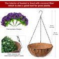 thumbnail image 5 of Artificial Hanging Flowers in Basket, Artificial Petunias Arrangement,12 inch Coconut Lining Basket with Morning Glories Fake Plants for Patio Garden Porch Deck Spring Decoration(Fuchsia), 5 of 5