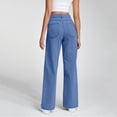 thumbnail image 4 of WTOBBY Women's High Waist Straight Leg Loose Fit Casual Trousers, Denim Jeans Style for Everyday Comfort and Versatile Styling,Blue L, 4 of 6
