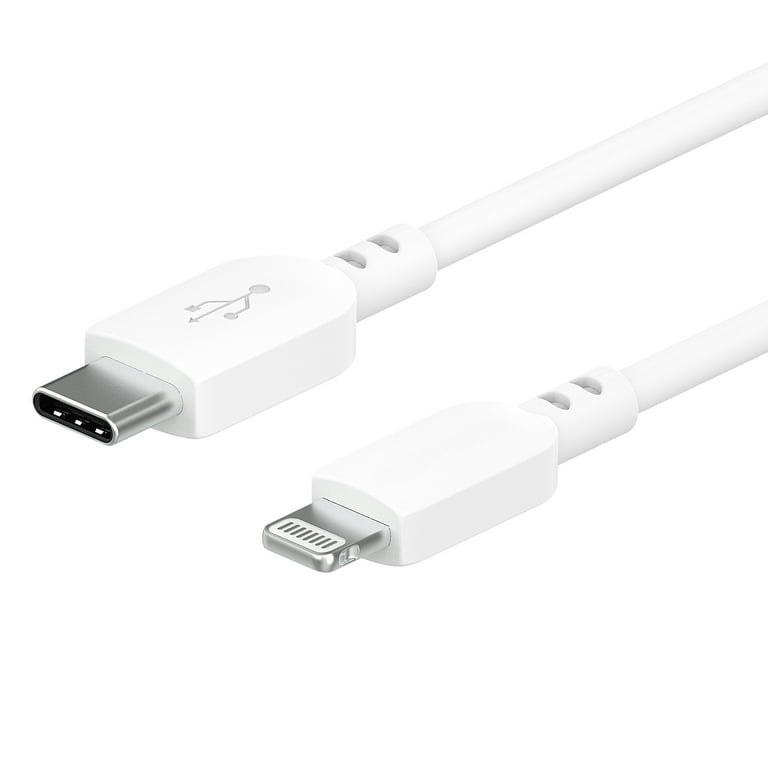 onn. 3' Lightning to USB-C Cable, White 