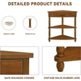 thumbnail image 3 of 33.86" Corner Table, Wood 3 Tier Triangle Side Table Corner Shelf Stand with Solid Wood Legs 1 Drawer & 2 Storage Shelves for Living Room Small Space (Light Espresso), 3 of 14