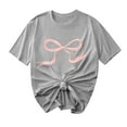 thumbnail image 1 of Primavera Top Mujeres Moda Casual Nueva Cinta de Arco Impresa Cuello Redondo Camiseta de Manga Corta, Camiseta de Cuello Tripulado, 1 of 8