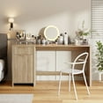 thumbnail image 4 of 60" Fluted Executive Desk with Storage Modern Home Office Desk with Charging Station Wood Work Desk for Office, Bedroom, Study, Living Room, Oak, 4 of 7
