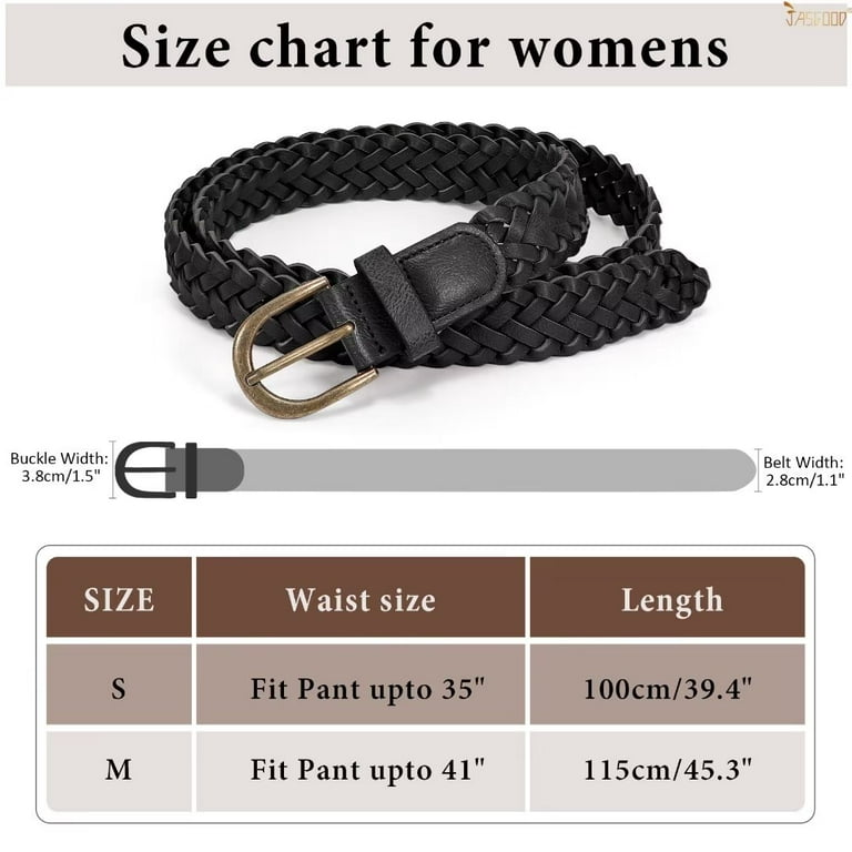 3 Pack JASGOOD Women Braided Leather Belts Thin Woven Belt for Jeans Pant  Dresses 