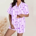 thumbnail image 2 of Conjunto de dos piezas para mujer con manga corta y cuello en V: pantalones cortos - Poliéster, transpirable, dos bolsillos grandes - Ropa informal/deportiva para correr/yoga/ocio, 2 of 7