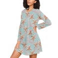 thumbnail image 3 of joogoo Coral Starfishes Women's Long Sleeve Nightgown Sleepwear L, 3 of 8