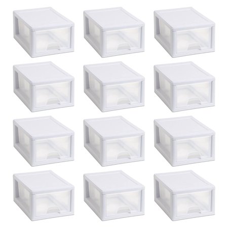 Sterilite Clear Plastic Stackable Small Drawer Storage System (12 Pack)