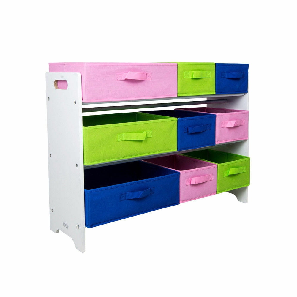 Children Kids Bedroom Toy Storage Organiser Wooden Rack