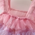 thumbnail image 5 of AJTQTH Summer Princess Dress for Girls Toddler Kids Flutter Sleeve Square Neck Tiered Layered Mesh Doll Dress Sundress Summer Casual Cute Gowns Frocks Pink 12 Months, 5 of 6