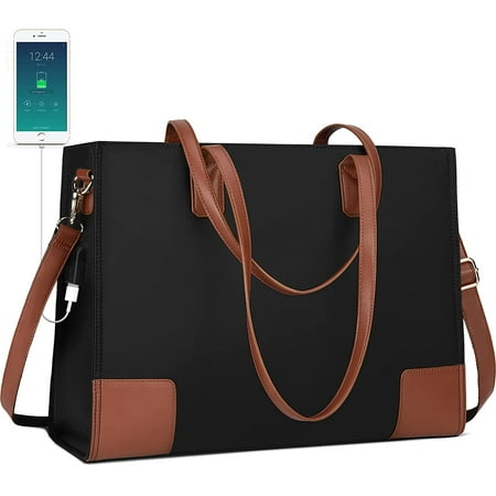 Tote Bag for Women Laptop Bag 15.6 inch Waterproof Work Handbag Black