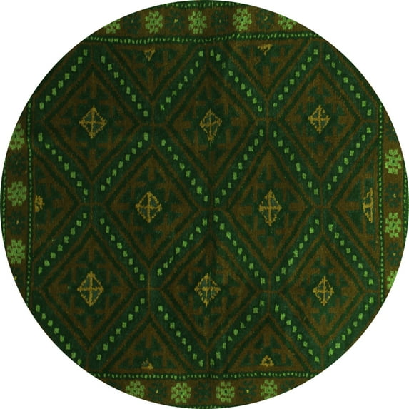 Ahgly Company Indoor Round Southwestern Green Country Area Rugs, 4' Round