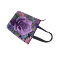 thumbnail image 4 of Zipper canvas bag large capacity large size practical handbag durable Canvas with leather material Purple Rose Gradient Painting, 4 of 7