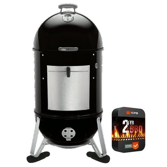 Weber 731001 Smokey Mountain Cooker Smoker 22 inch Bundle with Premium 2 YR CPS Enhanced Protection Pack