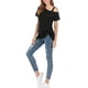 thumbnail image 5 of Camiseta de mujer Sexy con hombros descubiertos, manga corta, top de algodón retorcido, negro, M kenally AP001289-02, 5 of 7