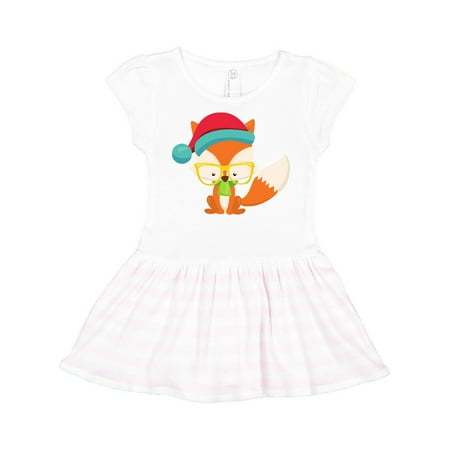 

Inktastic Hipster Fox Fox With Glasses Hat Green Scarf Gift Toddler Girl Dress