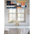 thumbnail image 6 of Abstract Stitching Valances for Windows Blue White Yellow Stripe Art Kitchen Valance Curtain Rod Pocket Small Curtains for Cafe Bathroom Laundry Basement 54" x 18", 6 of 8