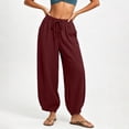 thumbnail image 5 of Womens Wide Leg Pants Dressy New Summer Pants for Women Lightweight Faux Linen Casual Pants Loose Fits Comfy Vacation Trousers with Pockets, 5 of 8
