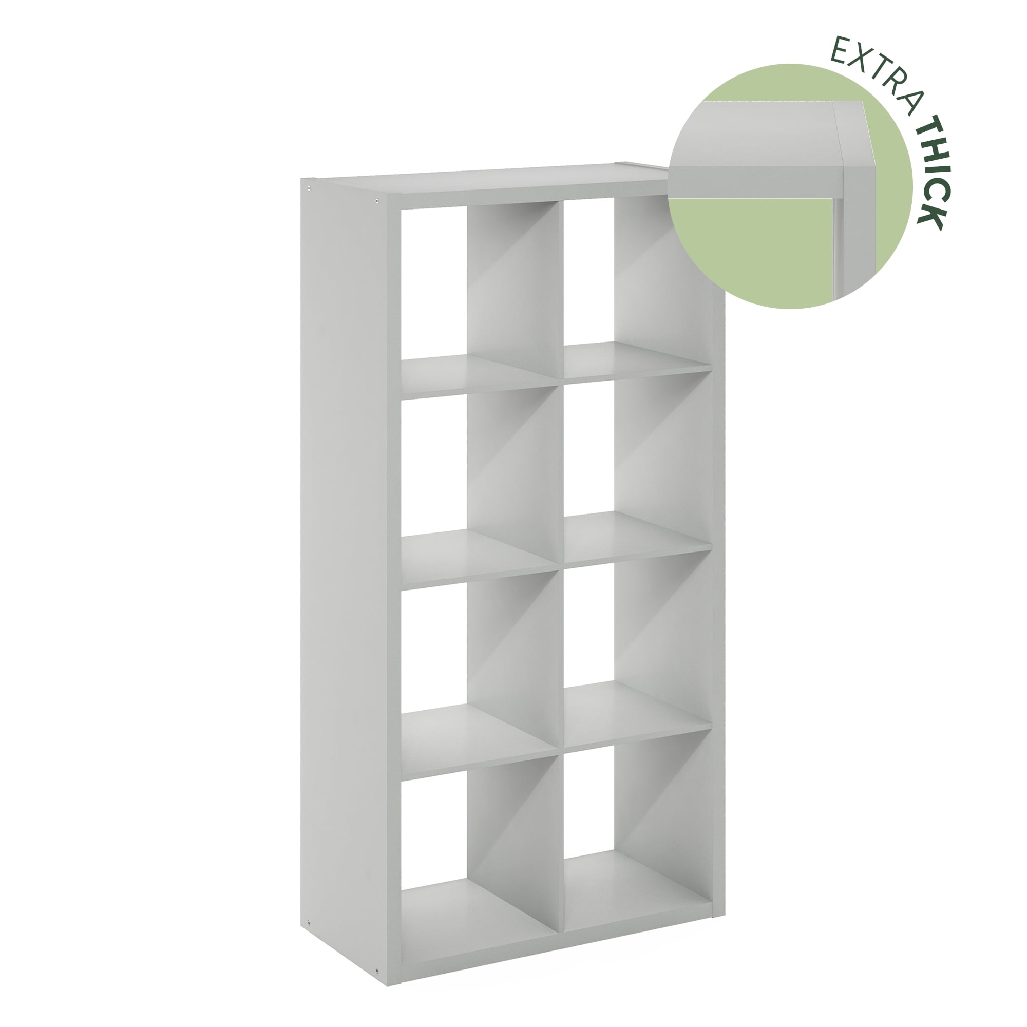 Furinno CUBICLE Open Back Decorative Cube Storage Organizer in 8-Cube Light Grey