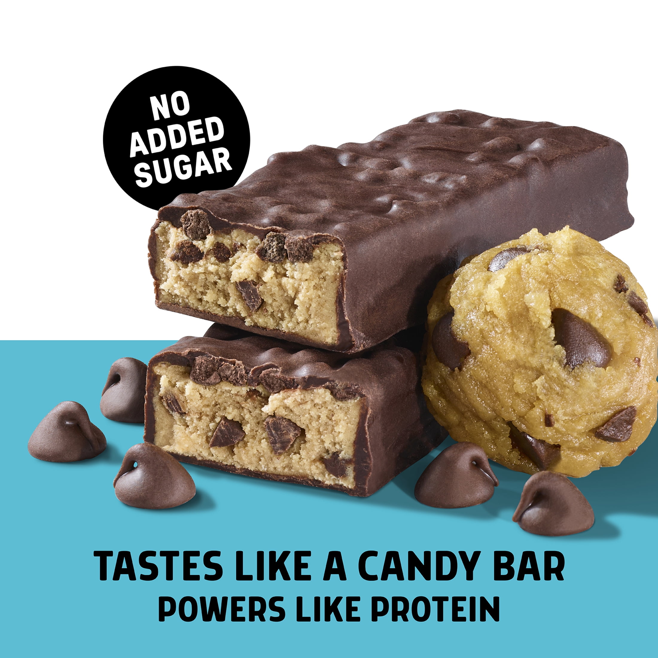 JUNKLESS Chocolate Chip Cookie Dough Protein Bar, 15 g Protein, High Fiber, Gluten Free, 1.9 oz, 4 Count