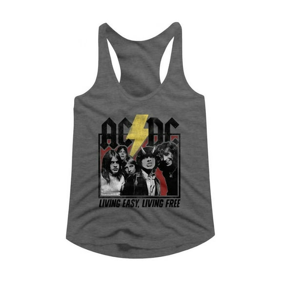 ACDC Heavy Metal Rock Band Living Easy Living Free Ladies Racerback Tank Top Tee