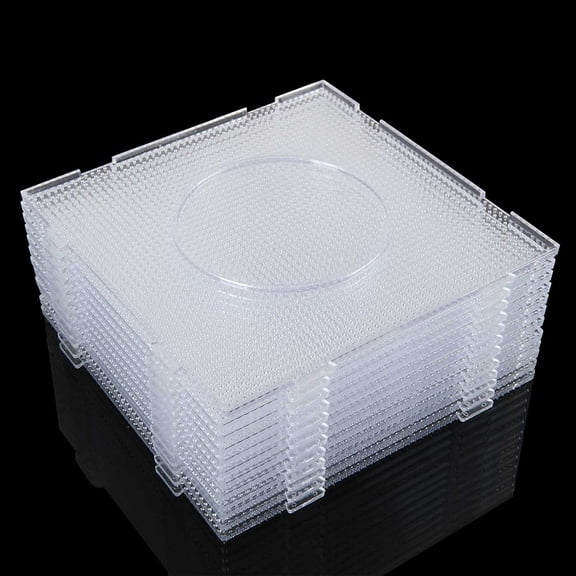 ABCISI 12PCS Mini Perler Bead Pegboards, 2.6mm Plastic Square Boards to DIY Beads Craft, Large Clear Pegboards for 2.6MM Mini Fuse Beads Craft Beads-5.3 x 5.3 Inch