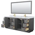 thumbnail image 3 of Wyndham Collection Miranda 84" Wood & Metal Double Bathroom Vanity in Gray/Gold, 3 of 7