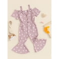 thumbnail image 3 of Bagilaanoe 2pcs Toddler Baby Girl Pants Set Heart Print Short Sleeve T-shirt Tops + Flare Trousers 12M 18M 24M 3T 4T 5T Kids Casual Clothes, 3 of 7