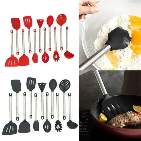 

huanledash Silicone Non-stick Spatula Soup Scoop Colander Scraper Kitchen Cooking Tool