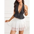 thumbnail image 5 of Women Lace Mini Skirt Low Rise Half Slip Underskirt Summer Ruffle Pleated Layered Flowy Short Skirt, 5 of 10