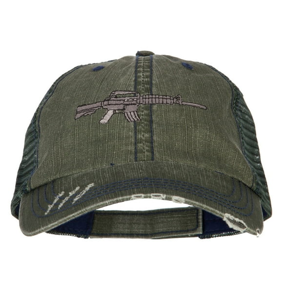 CAR-15 Rifle Embroidered Low Profile Mesh Cap - Green OSFM