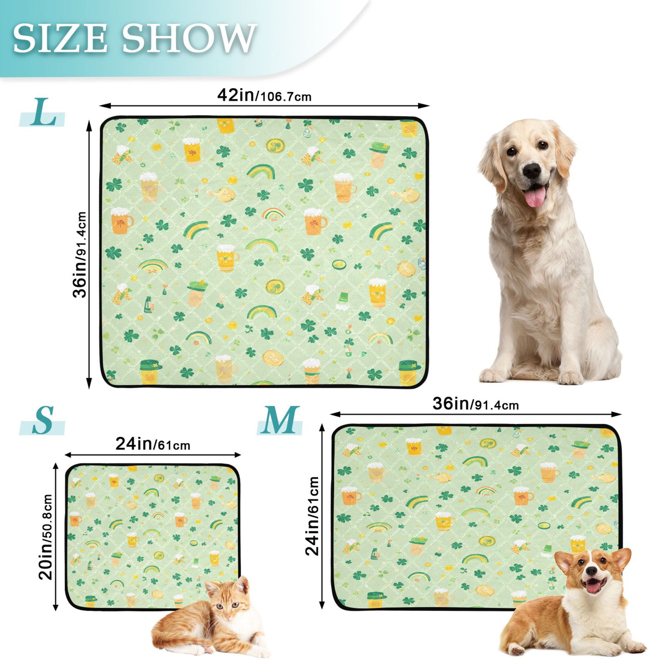 Qxltty Pattern with Rainbows Shamrocks and Leprechaun Hat Cat litter Pads Pet Set of 2 Diaper Mats Center Anti-leakage Layer Absorbent Soft and Comfortable