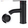 thumbnail image 5 of Mezclador de lavabo grifo de baño grifo de cascada mezclador negro mezclador de lavabo monomando retro grifo de lavabo (grande + tubería de agua), 5 of 5