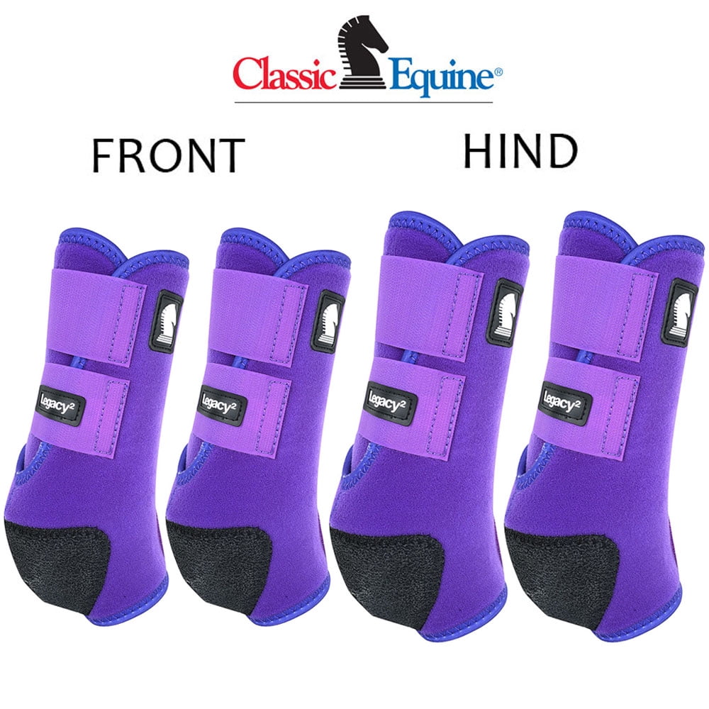 CLASSIC EQUINE Front Rear MEDIUM Purple Legacy Horse Leg No Turn Bell Boots 