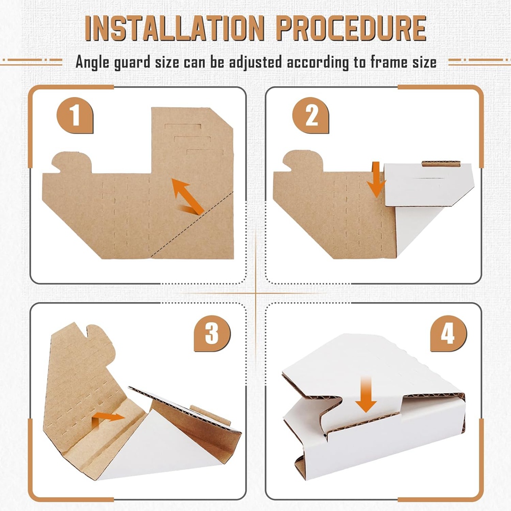 100Pack Adjustable Cardboard Corner Protectors for 1In 1.5In 2.1In Frame Shipping Protection