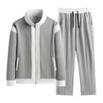 thumbnail image 4 of Wavsuf 2pcs Jogger Set Men Long Sweatsuits Sets for Mens Pocket Zipper Drawstring Shirt Jacket and Sweatpants Gray Size XL, 4 of 7