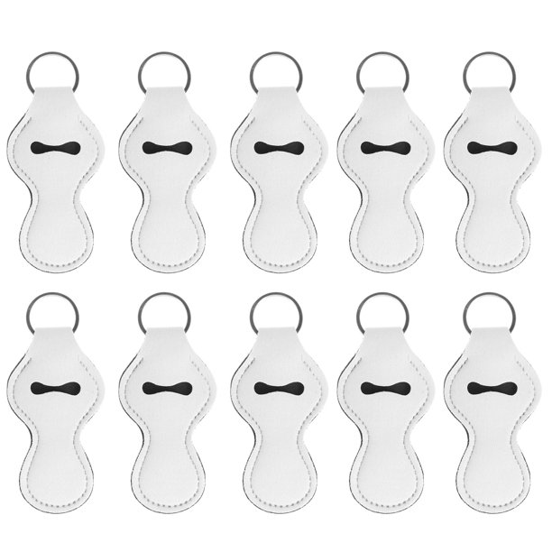 10 Pieces Sublimation Blanks Chapstick Holder Keychain, Neoprene Lip