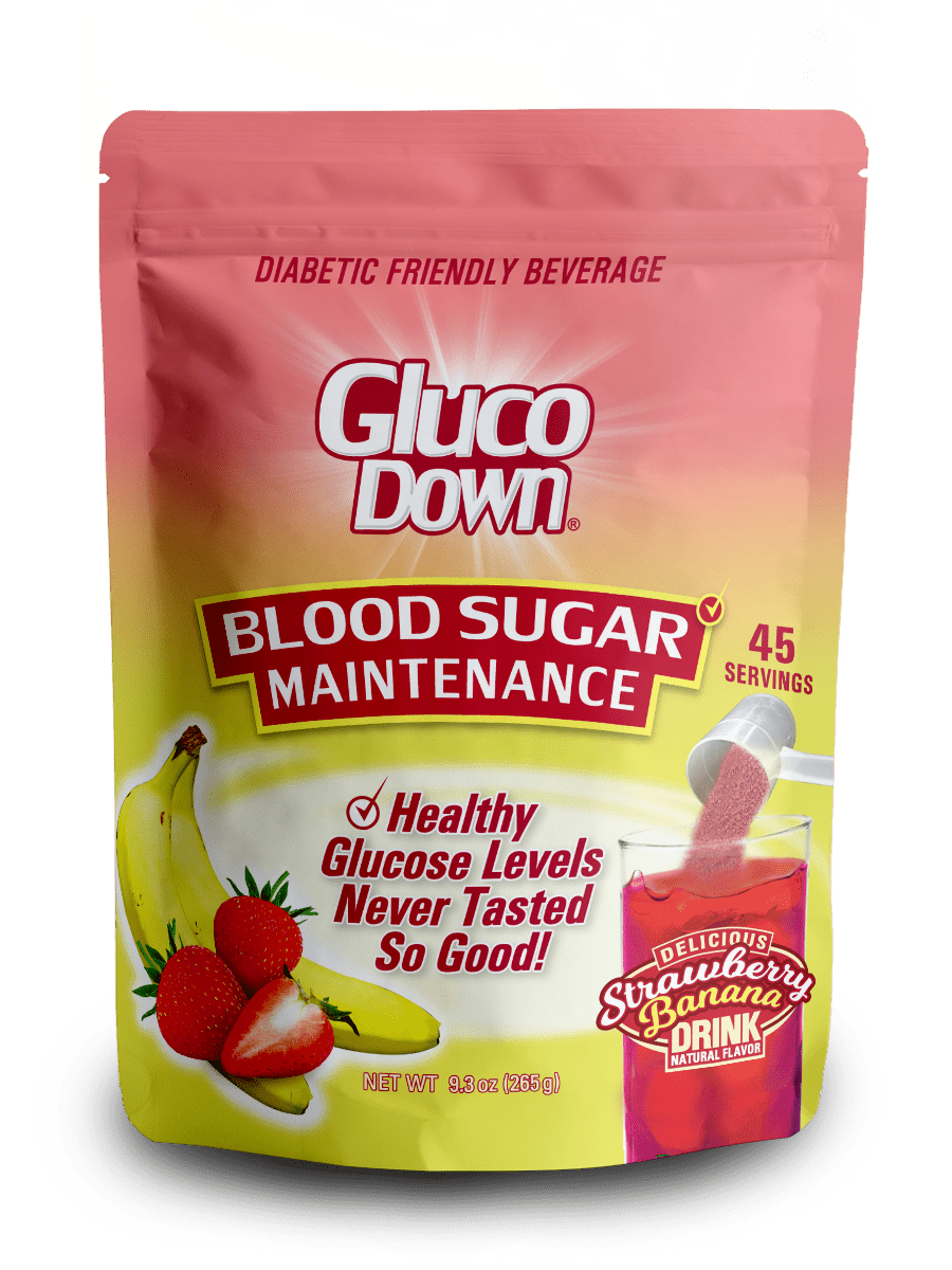 GlucoDown, Maintains Healthy Blood Sugar, Delicious Strawberry Banana, 45-Servings