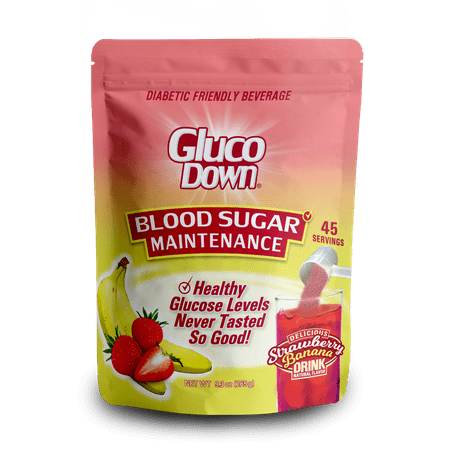 GlucoDown, Maintains Healthy Blood Sugar, Delicious Strawberry Banana, 45-Servings.