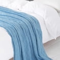 thumbnail image 3 of Trahoo Housse de Canapé Texturée Douce Unie Couverture Décorative Tricotée (Bleu, 50x90 Pouces), 3 of 4
