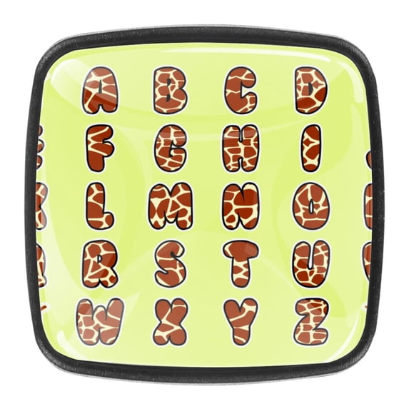 4 Pcs Square Cabinet Handle Cupboard Knob Drawer Pulls Handle Giraffe Print Drawer Knobs with Screws Furniture Decoration