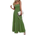 thumbnail image 4 of Xuanfei Women Solid Color Smocked Bodice Sleeveless Ruched Design High Waist Maxi Cami Dress, 4 of 7