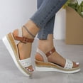 thumbnail image 2 of Ruyang Womens Fashion Summer Sequins Decorative Open Toe Buckle Wedge Heel Thick Sole Sandals Small Wedge Sandals for Women, 2 of 9