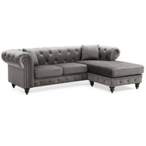 Glory Furniture Nola Sofa Chaise in Dark Gray Color